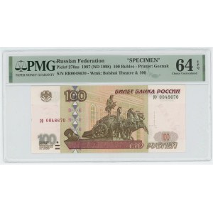 Russian Federation 100 Roubles 1997 (1998) Specimen PMG 64 EPQ Choice UNC