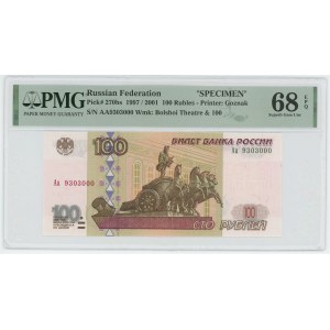 Russian Federation 100 Roubles 1997 (2001) Specimen PMG 68 EPQ Superb Gem UNC