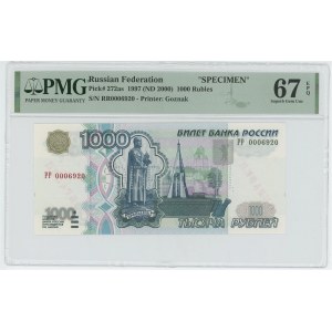 Russian Federation 1000 Roubles 1997 (2000) Specimen PMG 67 EPQ Superb Gem UNC