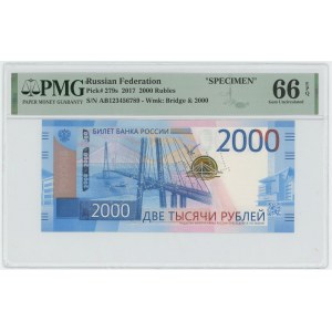 Russian Federation 2000 Roubles 2017 Specimen PMG 66 EPQ Gem UNC