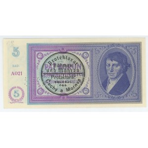 Bohemia & Moravia 5 Korun 1939 (ND) Specimen