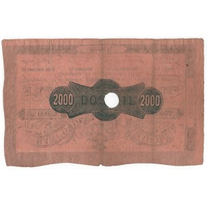 Spain Banco de Zaragoza 2000 Reales de Vellon 1857 Low Number