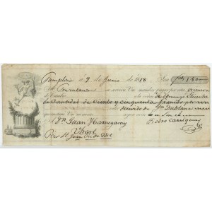 Spain Bill of Exchange for 150 Francs 1818 Navarra Pamplona