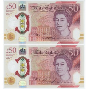 Great Britain 2 x 50 Pounds 2021 With Consecutive Numbers