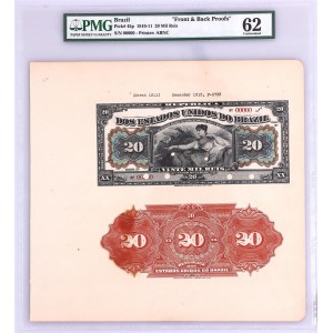Brazil 20 Mil Reis Front and Back Proofs 1911 PMG 62