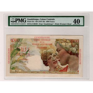 Guadeloupe 1000 Francs 1947 - 1949 PMG 40