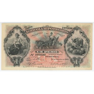 Guatemala Banco Agricola Hipotecario 1 Peso 1900