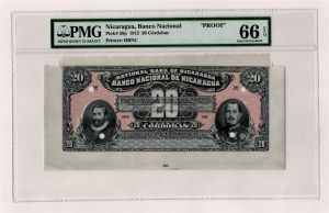 Nicaragua 20 Cordobas 1912 Proof PMG 66 EPQ