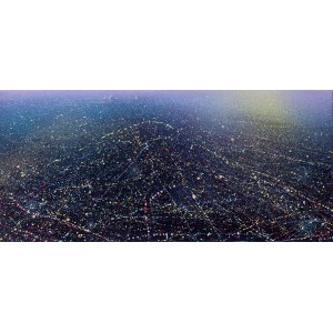 Rafał Kapica (b. 1980, Pyskowice), Panoramic nocturne from an airplane window, 2023