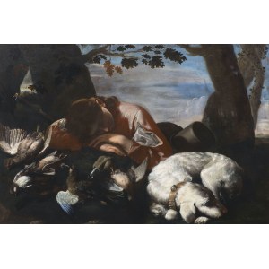 Keilhau, Bernhard, gen. Monsù Bernardo (Elsinore 1624 - 1687 Rome), Still Life of a Hunt with a Resting Hunter