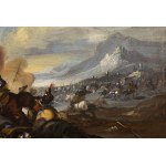 Italian master of the 17th/18th century, A Battle Scene in a Vast Landscape