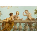 Franz Lefler (1831-1898), Monumental Painting with Putti Playing Cards