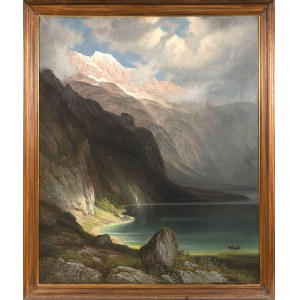 Pittore tedesco del XIX secolo, Veduta di un lago di montagna
