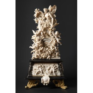 French or German Master, 19th Century, Carved Ivory Table Calendar with Allegory of Bakeriey’s Trade