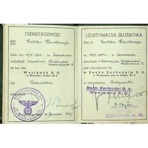 [Ausweis für einen Angestellten der Bank Zachodni (1941)