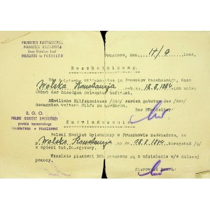 [DOCUMENT] Zaświadczenie, Polski Komitet Opiekuńczy (1944)
