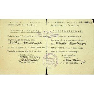[DOKUMENT] Zaświadczenie rejestracji jako uchodźca z Warszawy (1944)