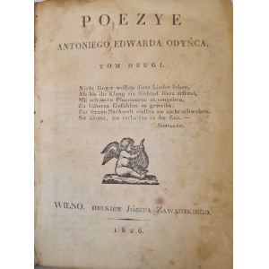 Odyniec Antoni POEZYE TOM 2 1826 First printing of a poem by Mickiewicz + drawing by Słowacki