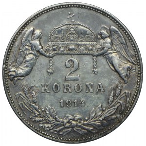 Ungarn, Franz Joseph I., 2 Kronen 1914 KB, Kremnica