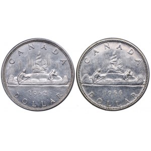 Kanada, 1 dolar 1962, 1966 Ottawa, Canoe (2szt.)