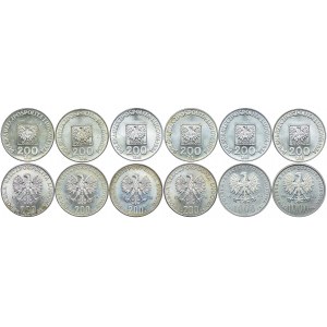 Sada, 200 zlatých 1974, 1976, 1000 zlatých 1982, 1983 (12 ks).