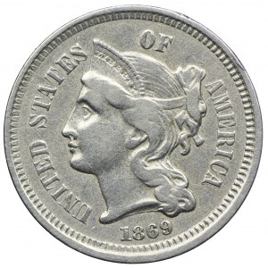 USA, 3 centy 1869, Philadelphia