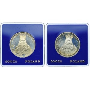Zestaw, 500 złotych Jadwiga 1988, 500 złotych Kazimierz III Wielki 1987 (2szt.)