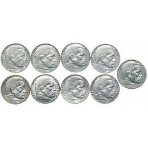 Niemcy, 2 marki 1937-1939 (9szt.)