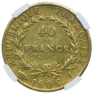 Francja, Napoleon, 40 franków 1806 I, Limoges, NGC XF40