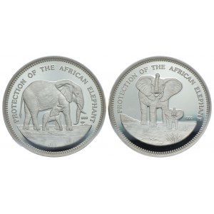 Uganda, 2000 szylingów 1993 Słonie (2szt.)