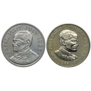St. Lucia $5 1986 , Mosambik 1000 meticais 1988 - Johannes Paul II (2Stück).