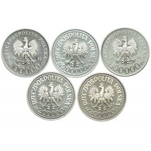 100,000 zloty, 200,000 zloty 1991-1994 Soldier on the fronts of World War II (5pc).
