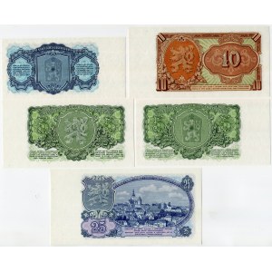 Czechoslovakia, set of 3, 5, 10, 25 koruna banknotes (5pc).