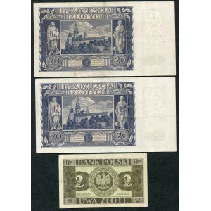 Set of banknotes, 2, 20 zloty 1936 (3 pieces).