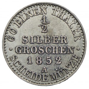 Niemcy, Fryderyk Wilhelm, 1/2 srebrnego grosza 1852 A, Berlin