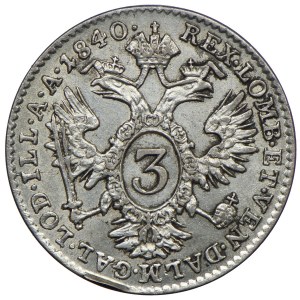 Austria, Ferdinand I, 3 krajcars 1840 A, Vienna
