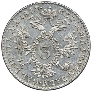 Austria, Ferdinand I, 3 krajcars 1847 A, Vienna