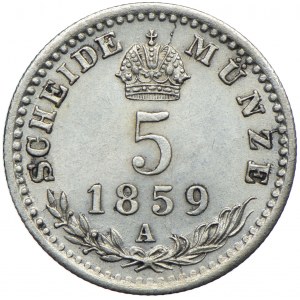 Austria, Franz Joseph I, 5 krajcars 1859 A, Vienna