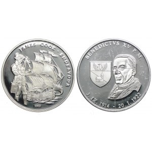 Set, Congo 1000 francs 2003, Benedict XV medal (2pcs).