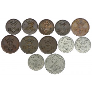 Wolne Miasto Gdańsk, 1, 2, 5, 10 fenigów 1923-1937 (12szt.)