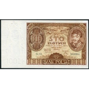 100 gold 1932 - Ser. AU. - +X+ in watermark