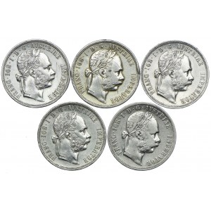 Austria, Franz Joseph I, 1 florin 1878-1886 (5pc).