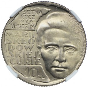 10 gold 1967, Marie Skłodowska-Curie, NGC MS66