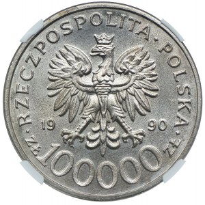 100.000 złotych 1990, Solidarność - typ C, NGC MS64