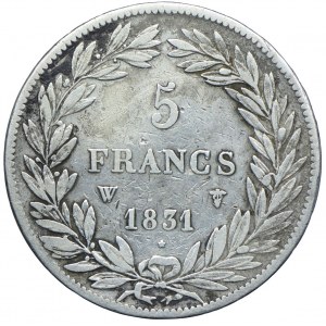 Francja, Ludwik Filip I, 5 franków 1831 W, Lille