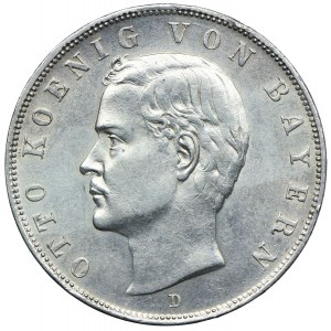 Niemcy, Bawaria, Otto, 3 marki 1912 D, Monachium