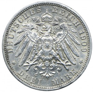Niemcy, Prusy, Wilhelm III, 3 marki 1909, Berlin