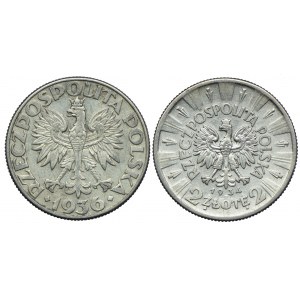 Zestaw II RP, 2 złote 1934 Józef Piłsudski, 2 złote 1936 Żaglowiec (2szt.)