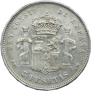 Hiszpania, 5 peset 1890 MP-M, Madryt