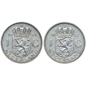 Niderlandy, Juliana, 1 gulden 1955, 1957 (2szt.)